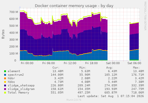 Docker container memory usage